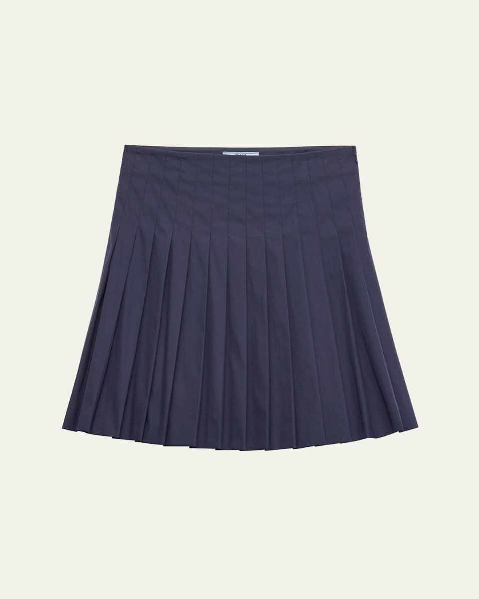 Pleated Poplin Short Skirt